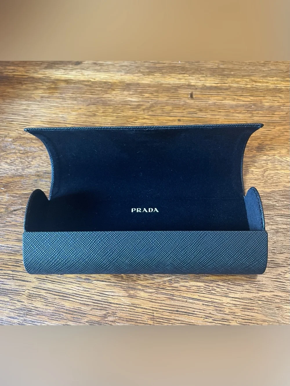 PRADA Black Saffiano Textured Leather Hard Sunglasses Glasses Case UNISEX ?